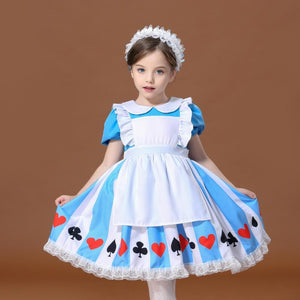 Girls Alice in wonderland Alice Fancy-Dress Childs Halloween Carnival Party Cosplay Fantasy Costume