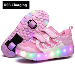 USB Charging Sneakers Led Light Roller Skate Shoes for Children Kids Led Shoes Boys Girls Shoes Light Up Unisex