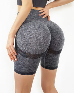 High Waist Yoga Sport Shorts Hip Push Up Women Plain Soft Nylon Fitness Running Shorts Tummy Control Workout Gym Shorts