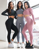 Ensemble Women Thumb Hole Sportswear Fitness Sport Suit Yoga Seamless Sexy Crop Top Tracksuit Workout Gym Wear Running Clothing