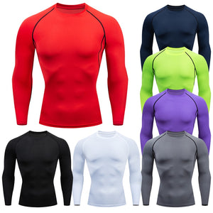 Men Running T Shirt Fitness Tight Long Sleeve Sport tshirt Training Jogging Shirts Gym Sportswear Quick Dry