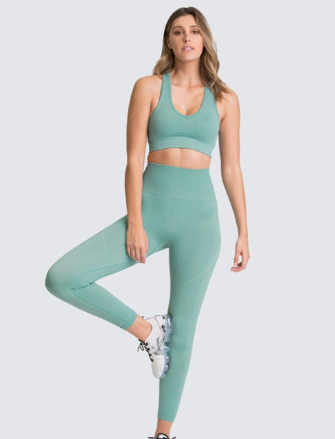 YHWW Yoga clothes,seamless workout set sport leggings and top set