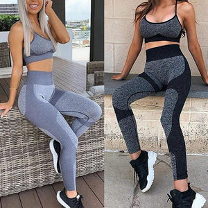 Seamless Yoga Set Women Fitness Clothing Top Sportswear Woman Gym Leggings Padded Push Up Strappy Sports Bra Sexy Sports Suits