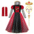 Alice's Wonderland Movie Cosplay Red Queen Dress for Kids Queen of Heart Girls Halloween Princess Outfit Gown