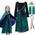 Queen Anna Dark Green Coronation Costume for Kids Halloween Cosplay Princess Ana Dress up Girls Carnival Christmas Party Dress