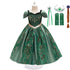 Vintage Dark Green Party Dress for Girls Flower Girls Wedding Ball Gown Kids Anna Costume Snow Queen Princess Christmas Vestidos