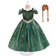 Vintage Dark Green Party Dress for Girls Flower Girls Wedding Ball Gown Kids Anna Costume Snow Queen Princess Christmas Vestidos