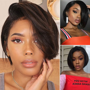 Pixie Cut Wig 13x4 Bob Lace Front Wigs Brazilian Remy Lace Front Human Hair Wigs 130% Short Human Hair Wigs With Baby Hair