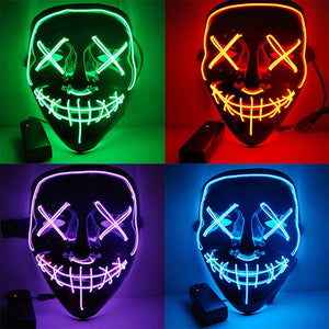 Halloween LED Mask Purge Masks Election Mascara Costume DJ Party Light Up Masks Glow In Dark 10 Colors To Choose