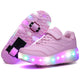 Chiximaxu LED Sports Shoes Wheel Sneakers for Kids Adult USB Charging Glowing Roller Shoes with Lights