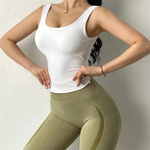 Yoga Crop Top Bra Inner Padded Fitness Tank Top Elastic Sport Bra Gym Vest Professional Workout Vest