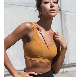 Sport Bra  High Impact Workout Bra Sexy Cut Out Yoga Top Active  Padded Sports Wear For Women Gym