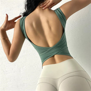 Yoga Crop Top Bra Inner Padded Fitness Tank Top Elastic Sport Bra Gym Vest Professional Workout Vest