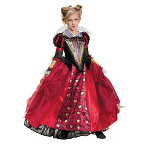 Child Deluxe Red Queen Costume Party Princess Dress for Halloween