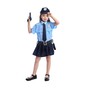 Girls Cop Police Officer Playtime Cosplay Uniform Kids Coolest Halloween Costume